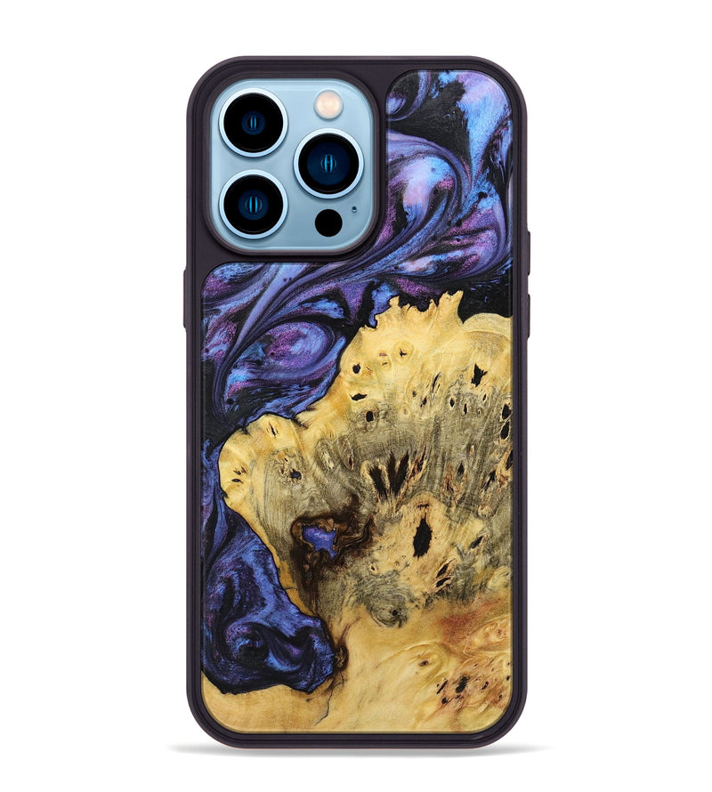 iPhone 14 Pro Max Wood+Resin Phone Case - Liliana (Purple, 719510)