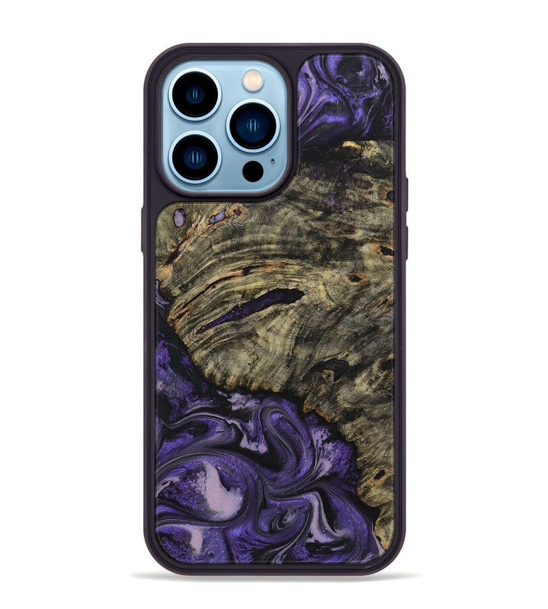 iPhone 14 Pro Max Wood+Resin Phone Case - Bria (Purple, 719513)