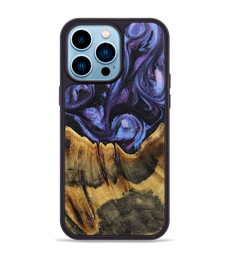 iPhone 14 Pro Max Wood+Resin Phone Case - Bret (Purple, 719514)