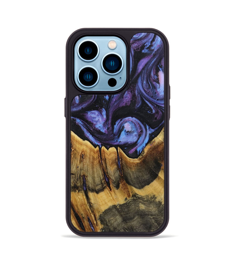 iPhone 14 Pro Wood+Resin Phone Case - Bret (Purple, 719514)