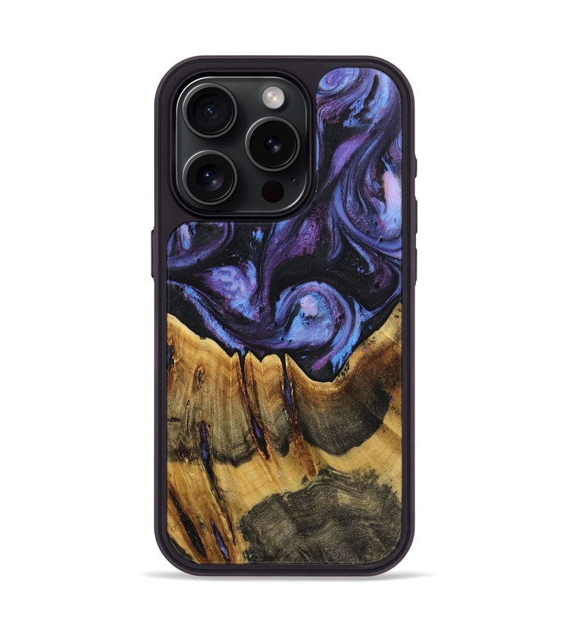 iPhone 15 Pro Wood+Resin Phone Case - Bret (Purple, 719514)