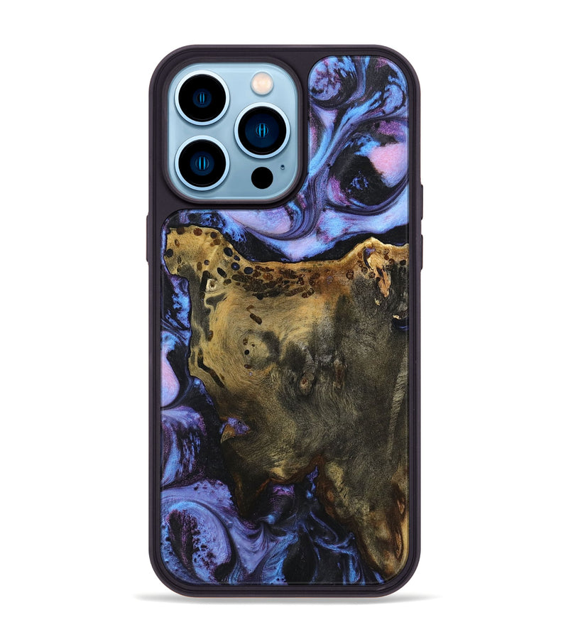 iPhone 14 Pro Max Wood+Resin Phone Case - Makayla (Purple, 719516)