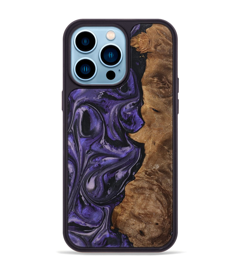 iPhone 14 Pro Max Wood+Resin Phone Case - Joaquin (Purple, 719517)