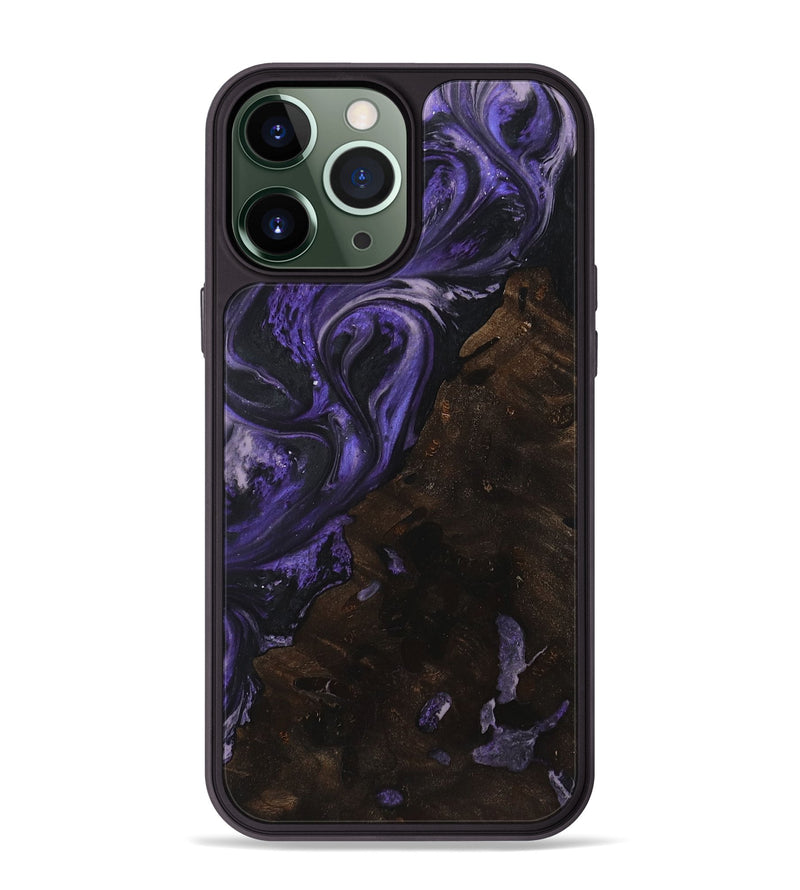 iPhone 13 Pro Max Wood+Resin Phone Case - Pearl (Purple, 719518)