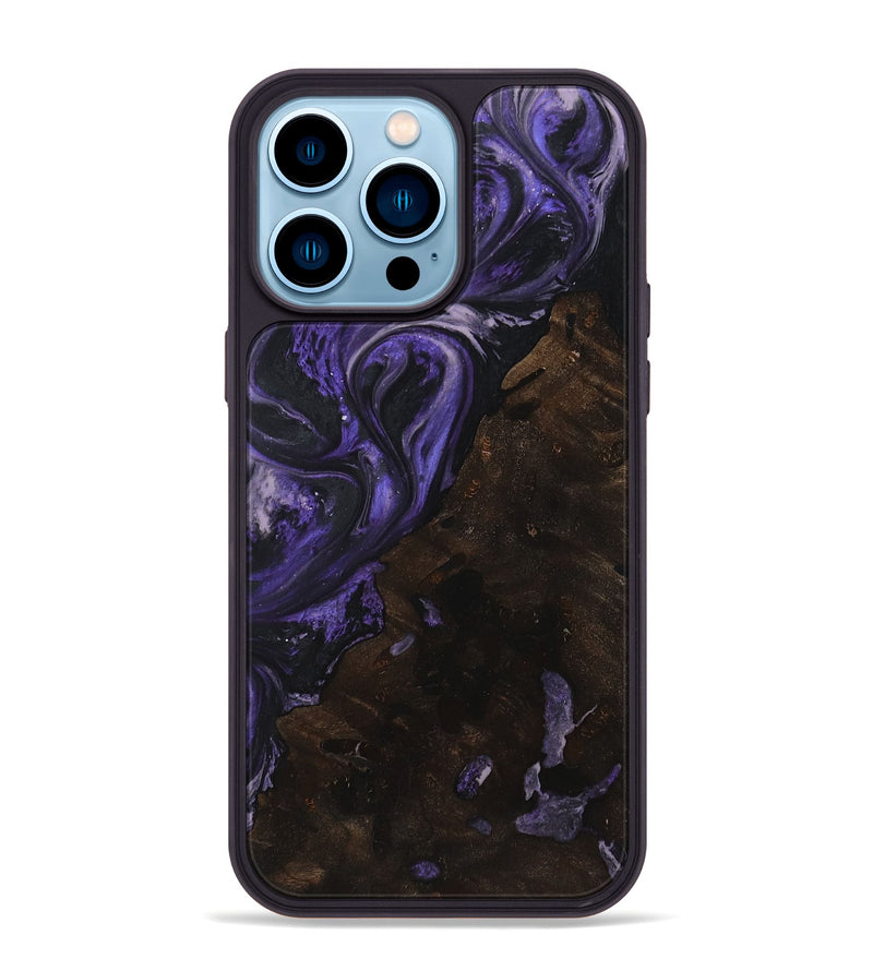 iPhone 14 Pro Max Wood+Resin Phone Case - Pearl (Purple, 719518)