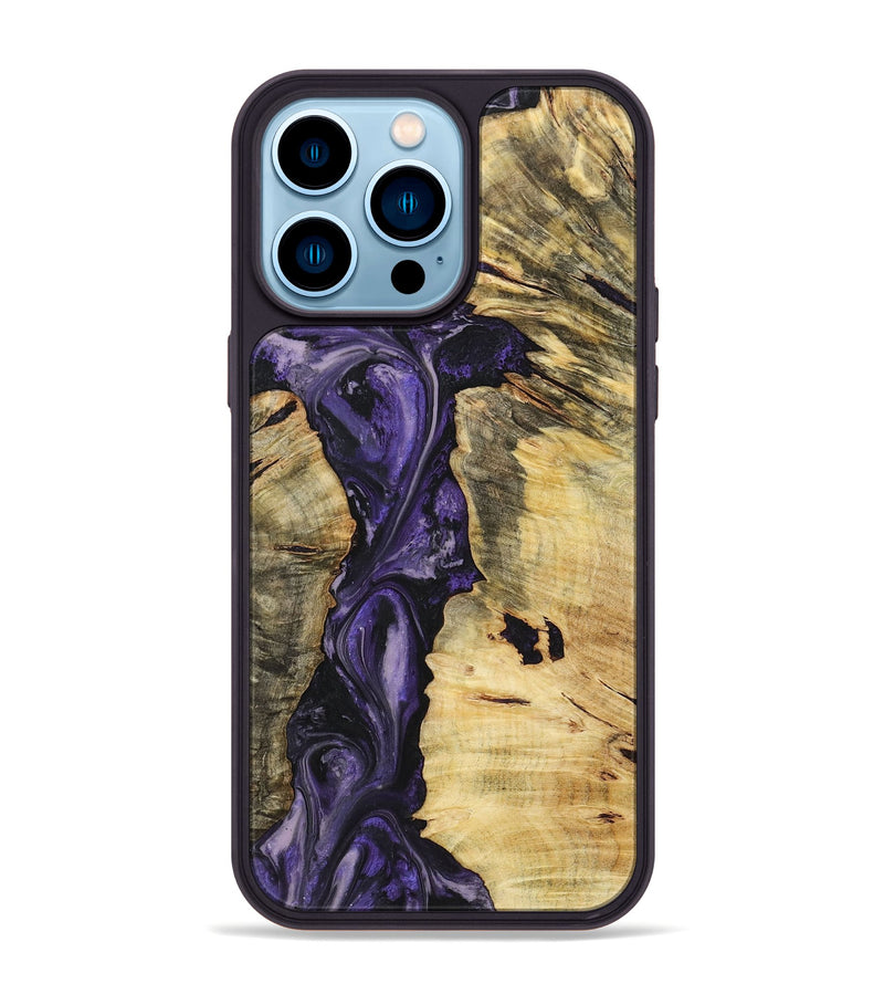 iPhone 14 Pro Max Wood+Resin Phone Case - Phoebe (Purple, 719523)