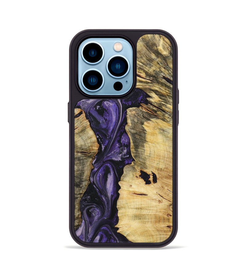 iPhone 14 Pro Wood+Resin Phone Case - Phoebe (Purple, 719523)