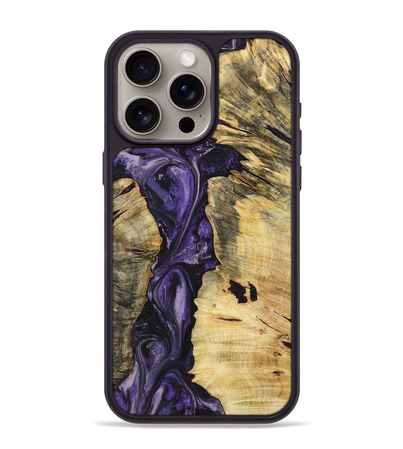 iPhone 15 Pro Max Wood+Resin Phone Case - Phoebe (Purple, 719523)