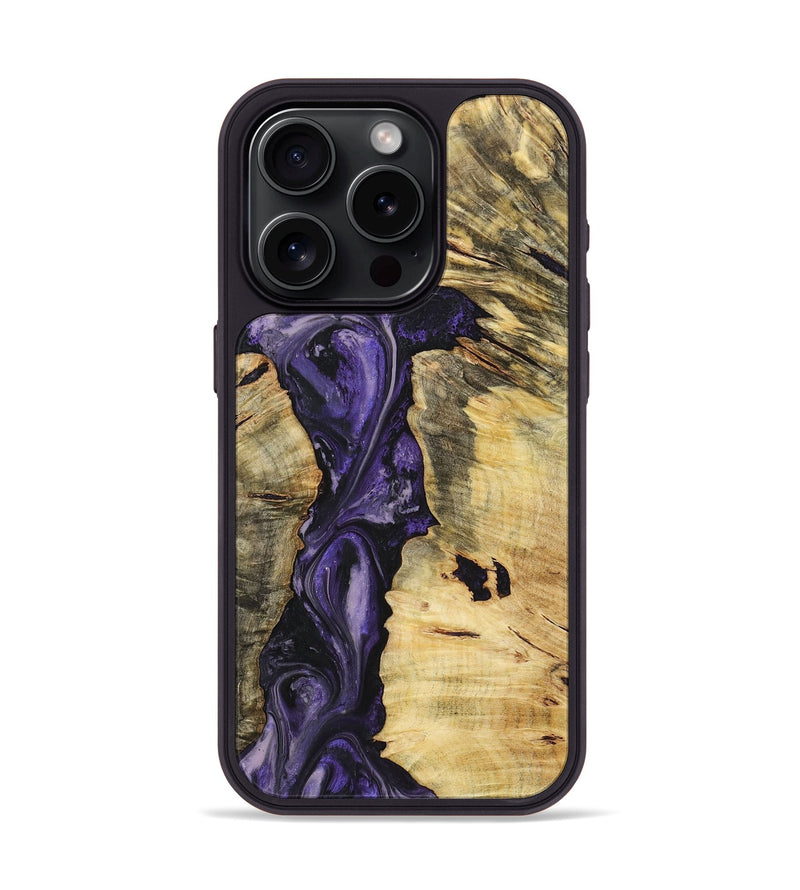 iPhone 15 Pro Wood+Resin Phone Case - Phoebe (Purple, 719523)