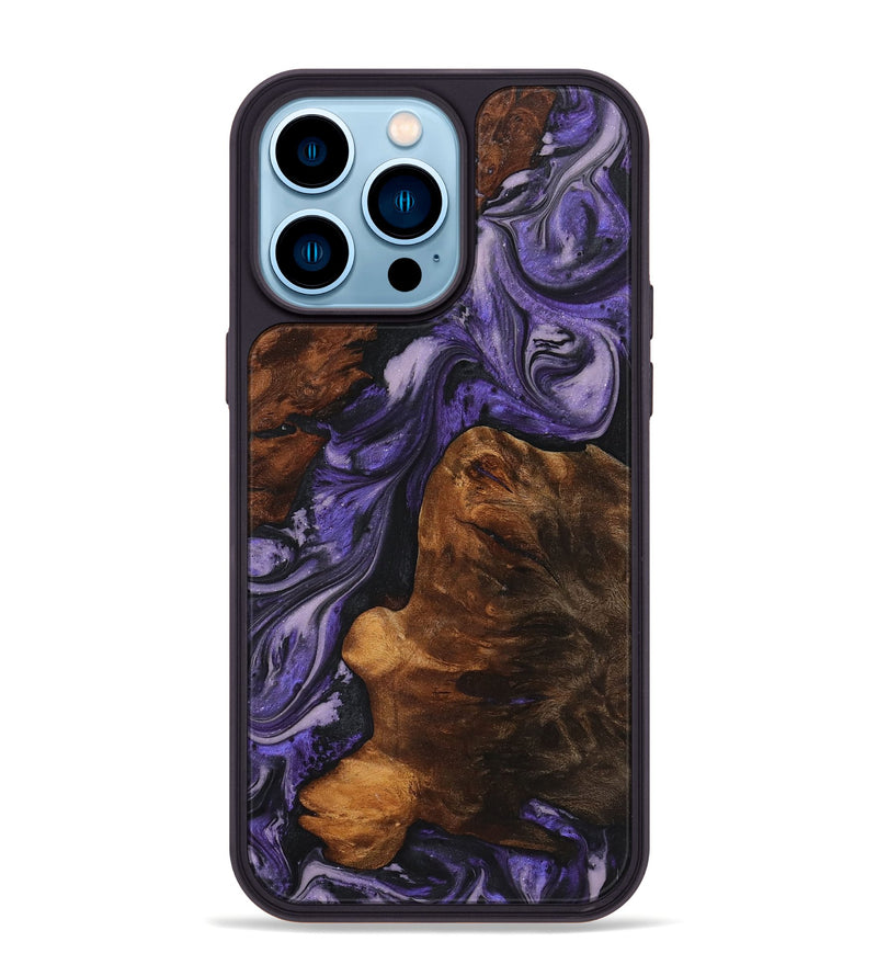 iPhone 14 Pro Max Wood+Resin Phone Case - Aimee (Purple, 719525)