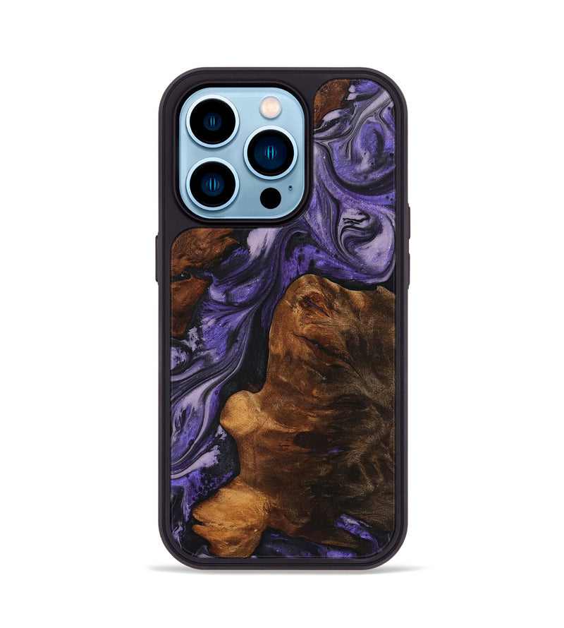 iPhone 14 Pro Wood+Resin Phone Case - Aimee (Purple, 719525)