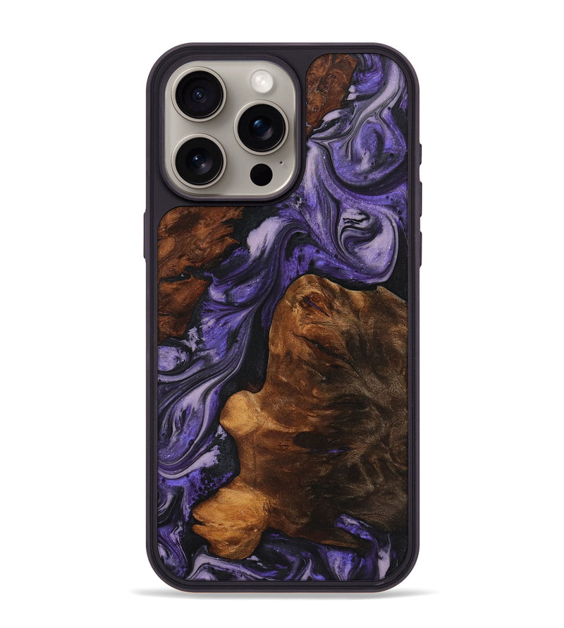 iPhone 15 Pro Max Wood+Resin Phone Case - Aimee (Purple, 719525)