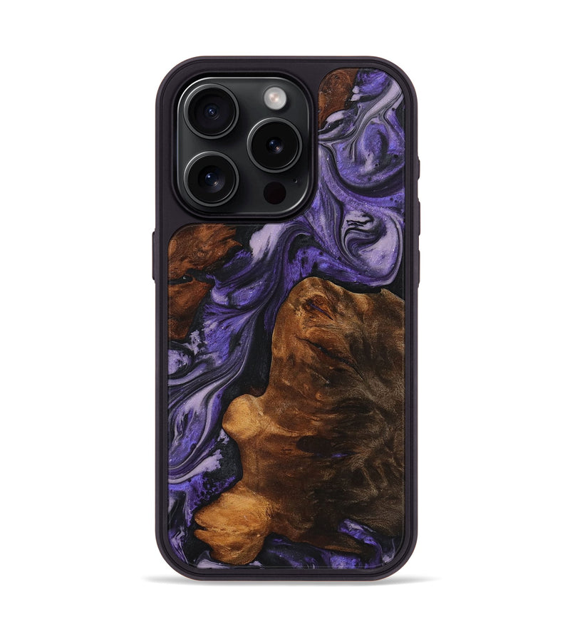 iPhone 15 Pro Wood+Resin Phone Case - Aimee (Purple, 719525)