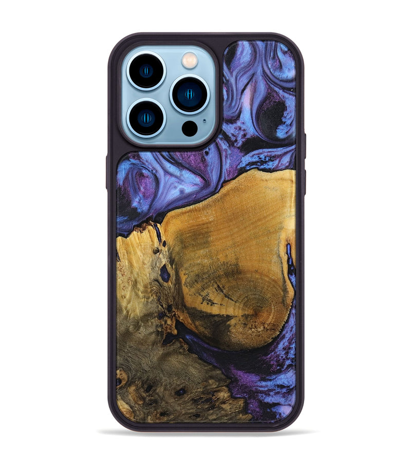 iPhone 14 Pro Max Wood+Resin Phone Case - Christie (Purple, 719526)