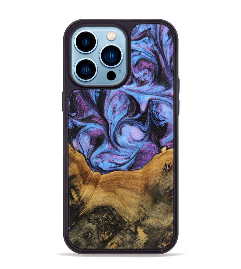 iPhone 14 Pro Max Wood+Resin Phone Case - Willie (Purple, 719527)