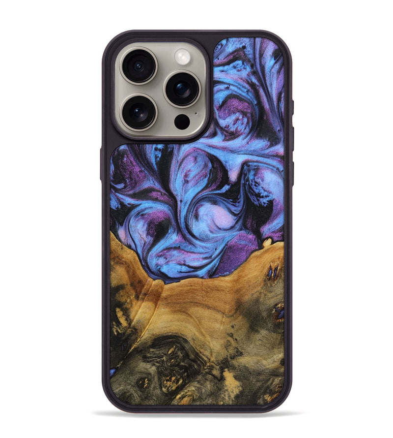 iPhone 15 Pro Max Wood+Resin Phone Case - Willie (Purple, 719527)