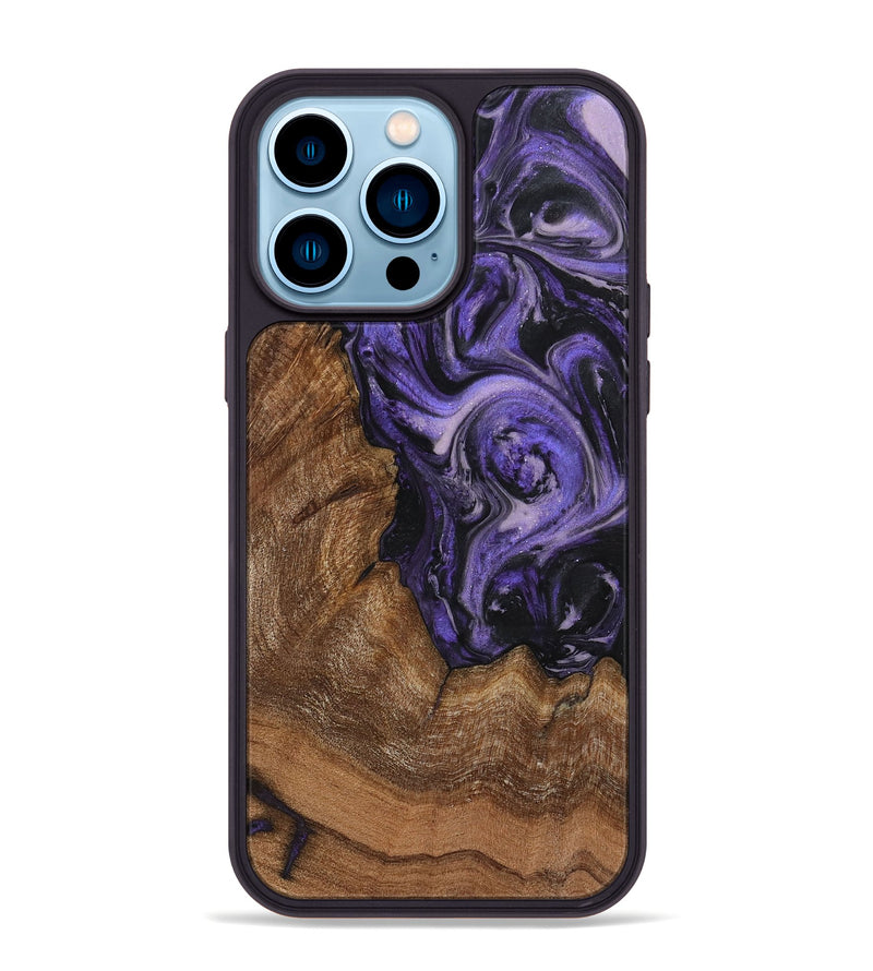 iPhone 14 Pro Max Wood+Resin Phone Case - Demi (Purple, 719530)