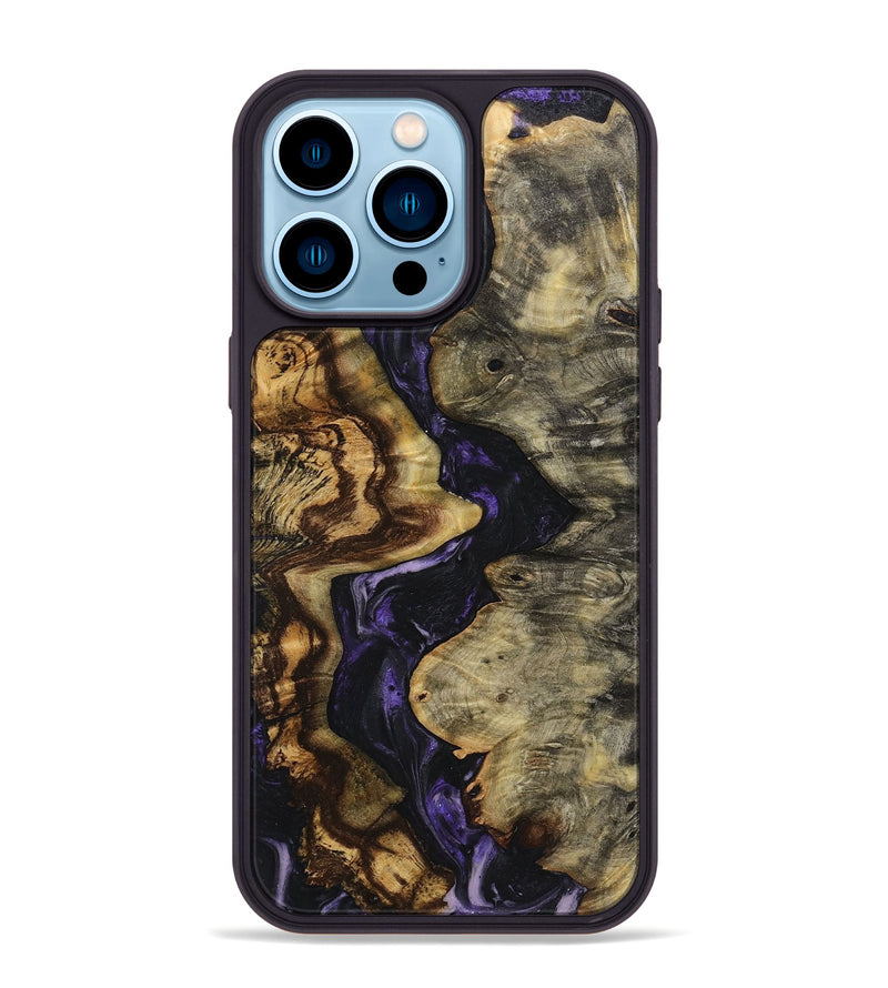 iPhone 14 Pro Max Wood+Resin Phone Case - Andrew (Purple, 719531)