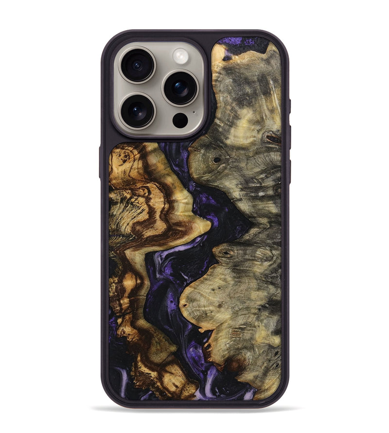 iPhone 15 Pro Max Wood+Resin Phone Case - Andrew (Purple, 719531)