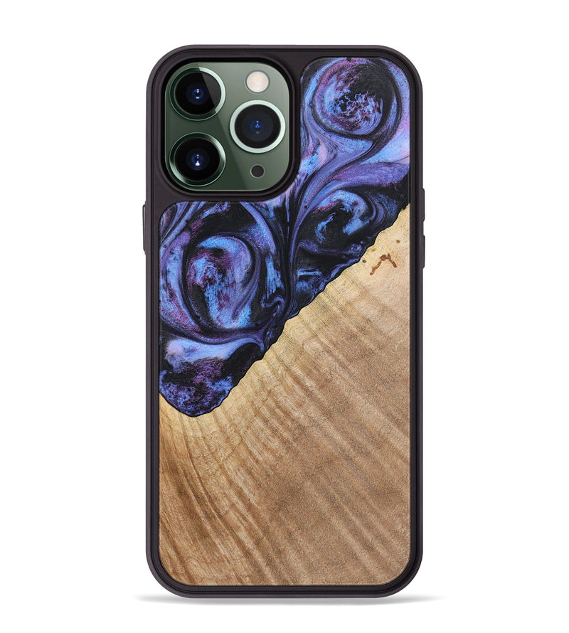 iPhone 13 Pro Max Wood+Resin Phone Case - Michael (Purple, 719534)