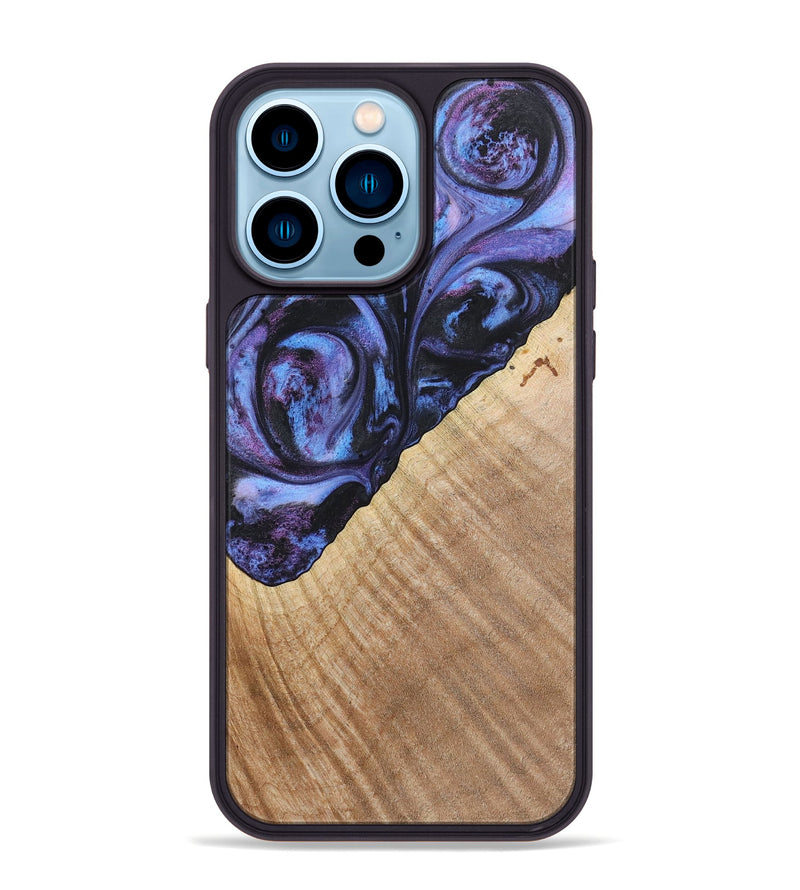 iPhone 14 Pro Max Wood+Resin Phone Case - Michael (Purple, 719534)