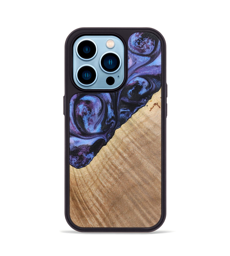 iPhone 14 Pro Wood+Resin Phone Case - Michael (Purple, 719534)