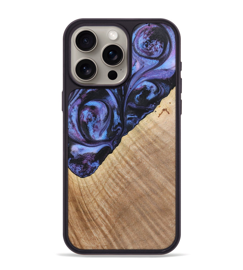 iPhone 15 Pro Max Wood+Resin Phone Case - Michael (Purple, 719534)