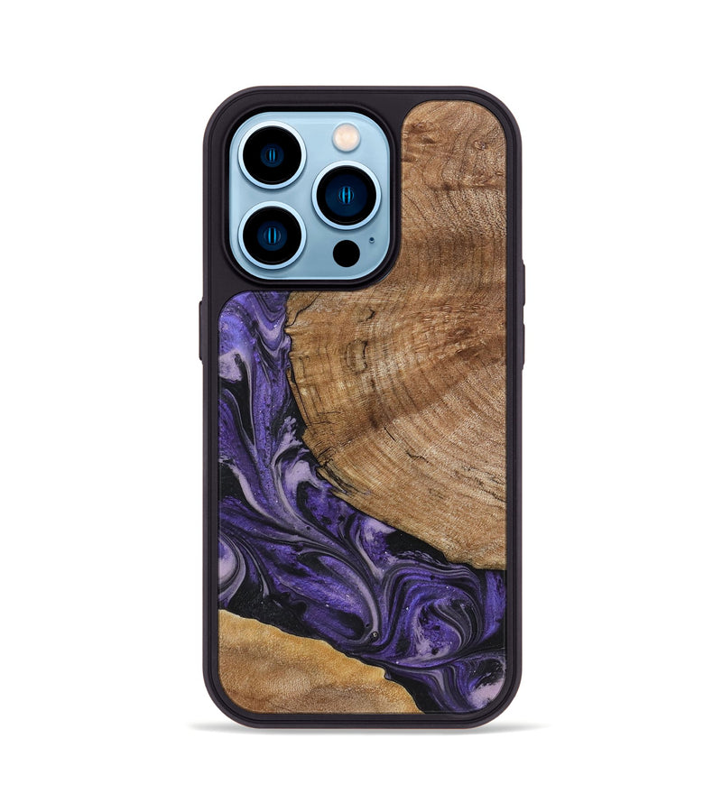 iPhone 14 Pro Wood+Resin Phone Case - Terrence (Purple, 719536)