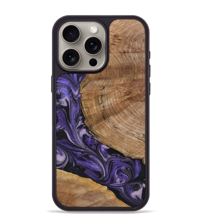 iPhone 15 Pro Max Wood+Resin Phone Case - Terrence (Purple, 719536)