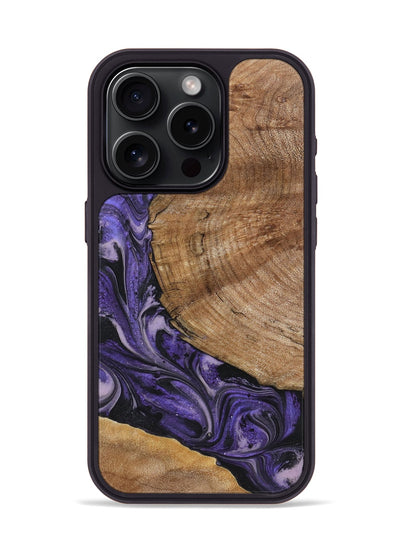 iPhone 15 Pro Wood+Resin Phone Case - Terrence (Purple, 719536)