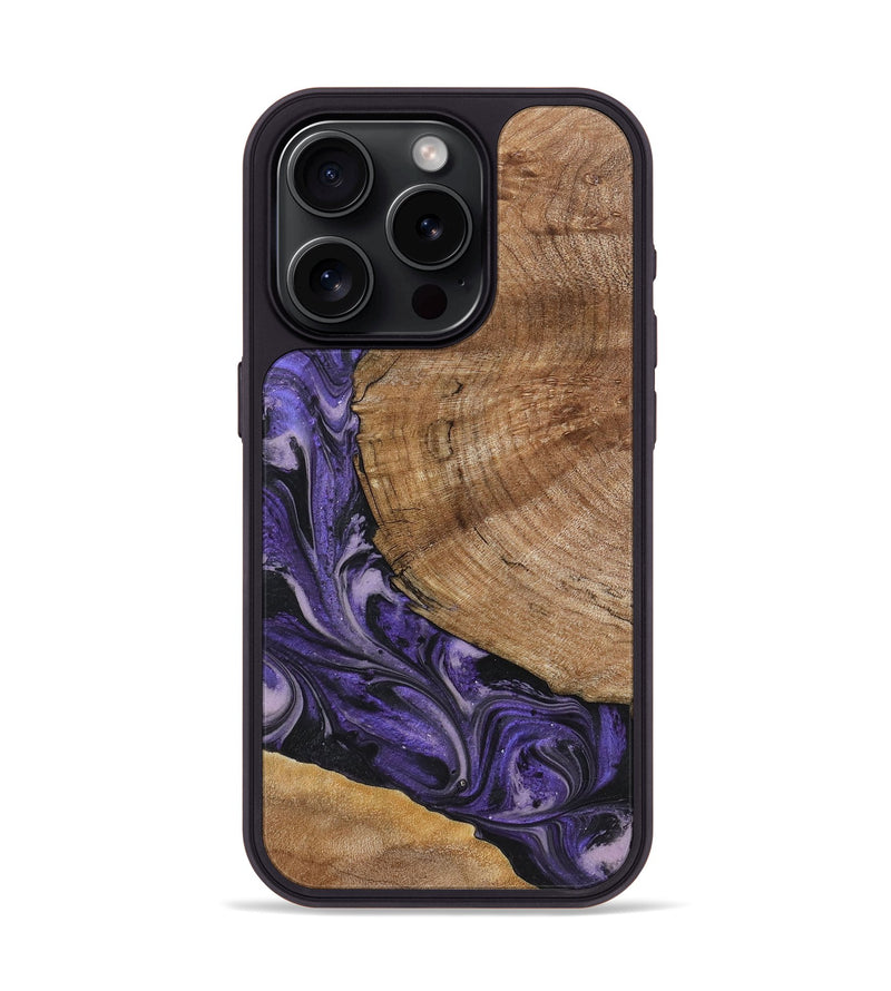 iPhone 15 Pro Wood+Resin Phone Case - Terrence (Purple, 719536)