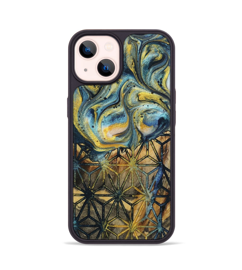 iPhone 14 Wood+Resin Phone Case - Wayne (Pattern, 719540)