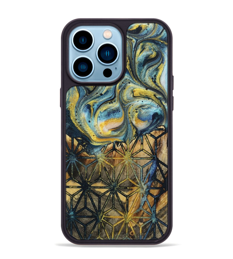 iPhone 14 Pro Max Wood+Resin Phone Case - Wayne (Pattern, 719540)