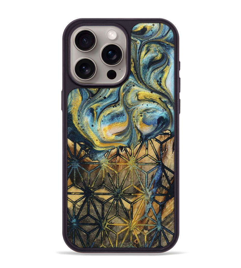 iPhone 15 Pro Max Wood+Resin Phone Case - Wayne (Pattern, 719540)