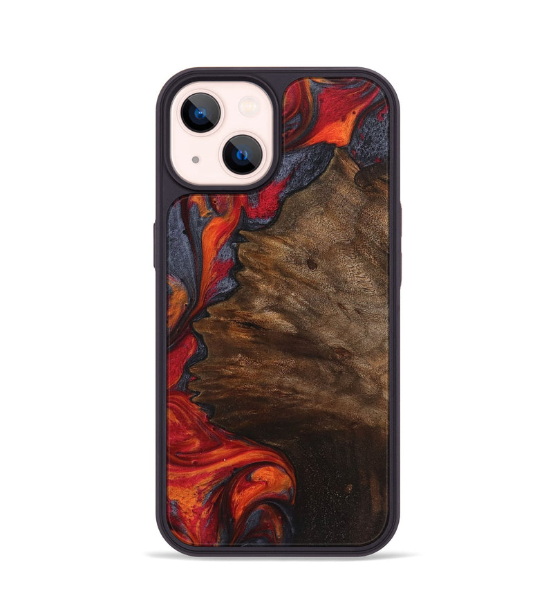 iPhone 14 Wood+Resin Phone Case - Tamika (Red, 719558)