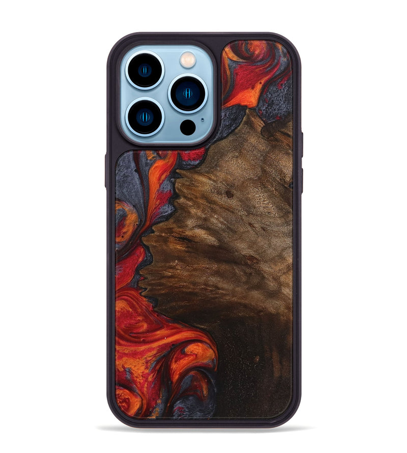 iPhone 14 Pro Max Wood+Resin Phone Case - Tamika (Red, 719558)