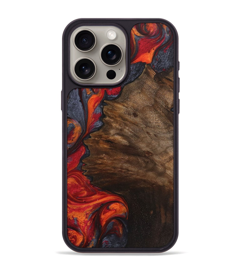 iPhone 15 Pro Max Wood+Resin Phone Case - Tamika (Red, 719558)