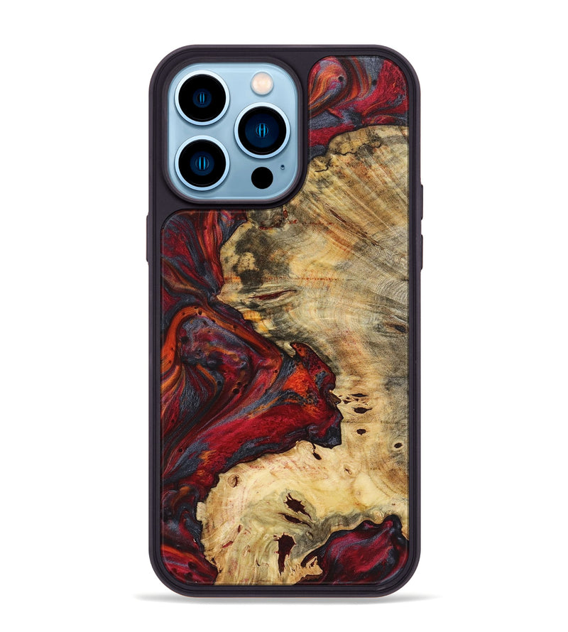 iPhone 14 Pro Max Wood+Resin Phone Case - Christy (Red, 719559)