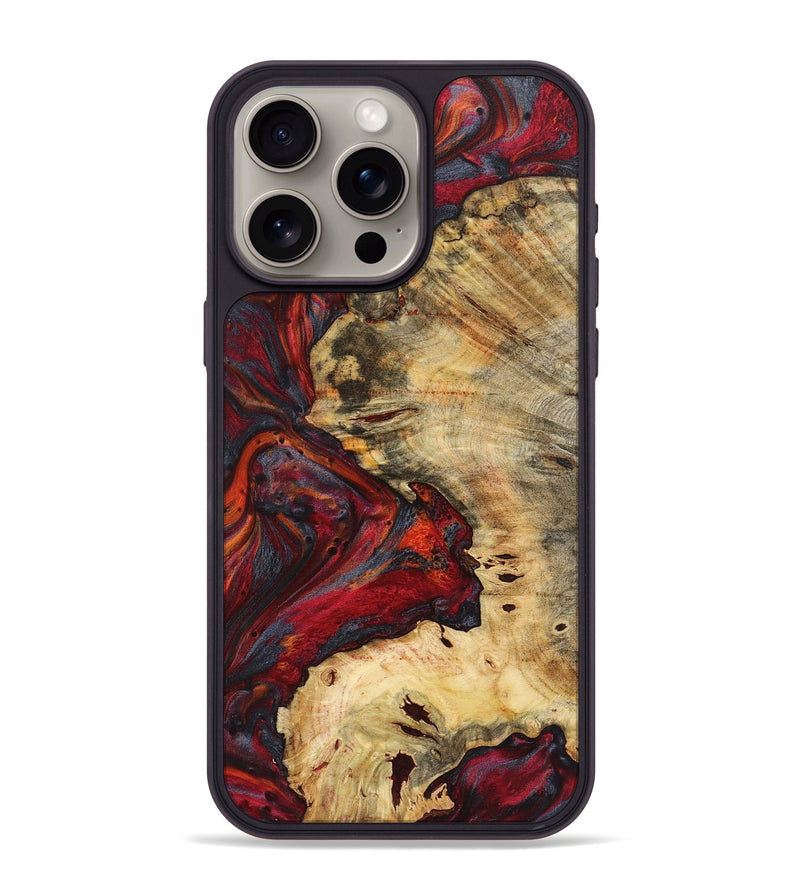 iPhone 15 Pro Max Wood+Resin Phone Case - Christy (Red, 719559)