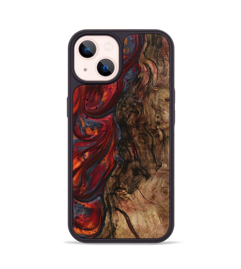 iPhone 14 Wood+Resin Phone Case - Dalton (Red, 719560)