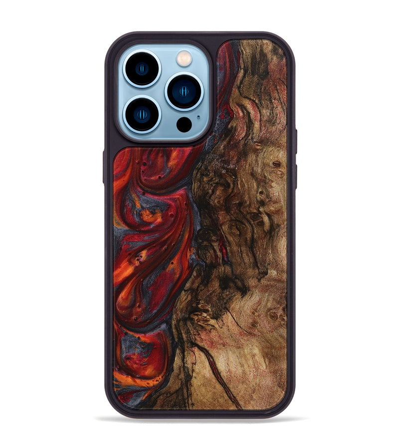 iPhone 14 Pro Max Wood+Resin Phone Case - Dalton (Red, 719560)