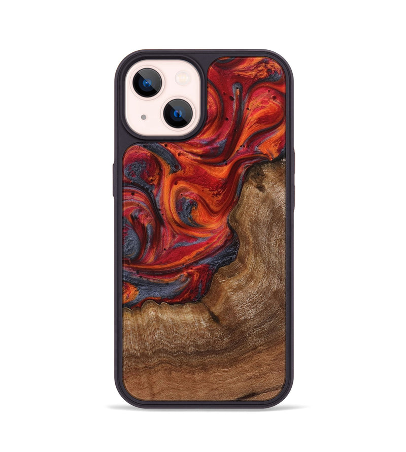 iPhone 14 Wood+Resin Phone Case - Gabriella (Red, 719561)