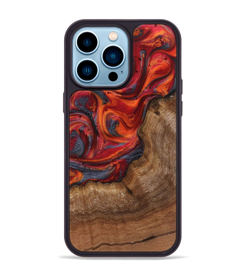 iPhone 14 Pro Max Wood+Resin Phone Case - Gabriella (Red, 719561)