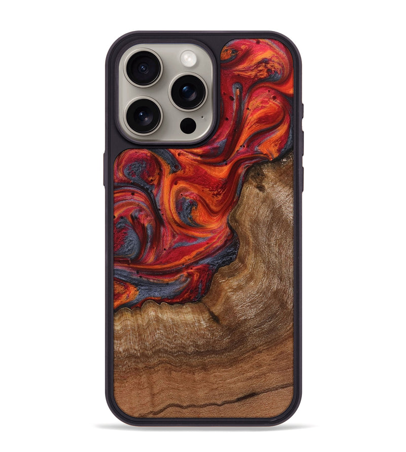 iPhone 15 Pro Max Wood+Resin Phone Case - Gabriella (Red, 719561)