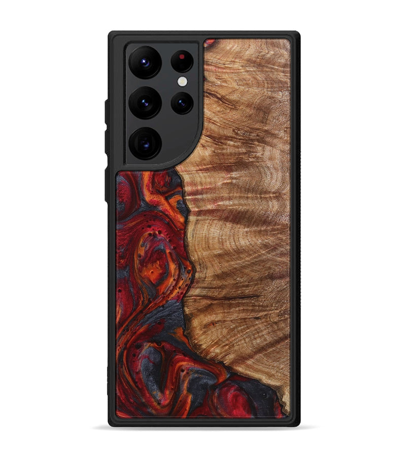 Galaxy S22 Ultra Wood+Resin Phone Case - Wren (Red, 719563)