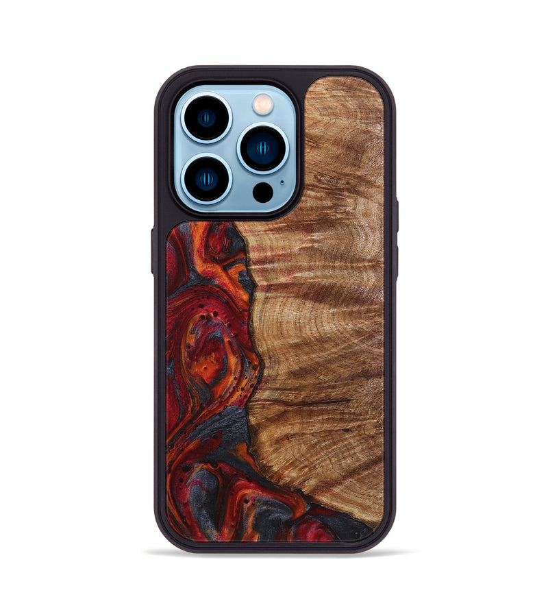 iPhone 14 Pro Wood+Resin Phone Case - Wren (Red, 719563)