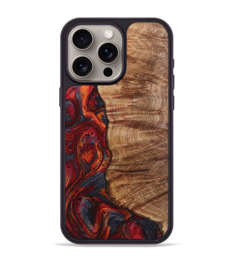 iPhone 15 Pro Max Wood+Resin Phone Case - Wren (Red, 719563)