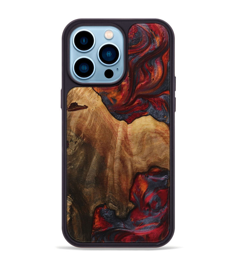 iPhone 14 Pro Max Wood+Resin Phone Case - Scott (Red, 719566)