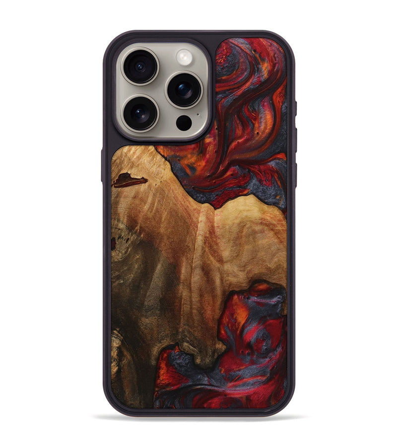 iPhone 15 Pro Max Wood+Resin Phone Case - Scott (Red, 719566)