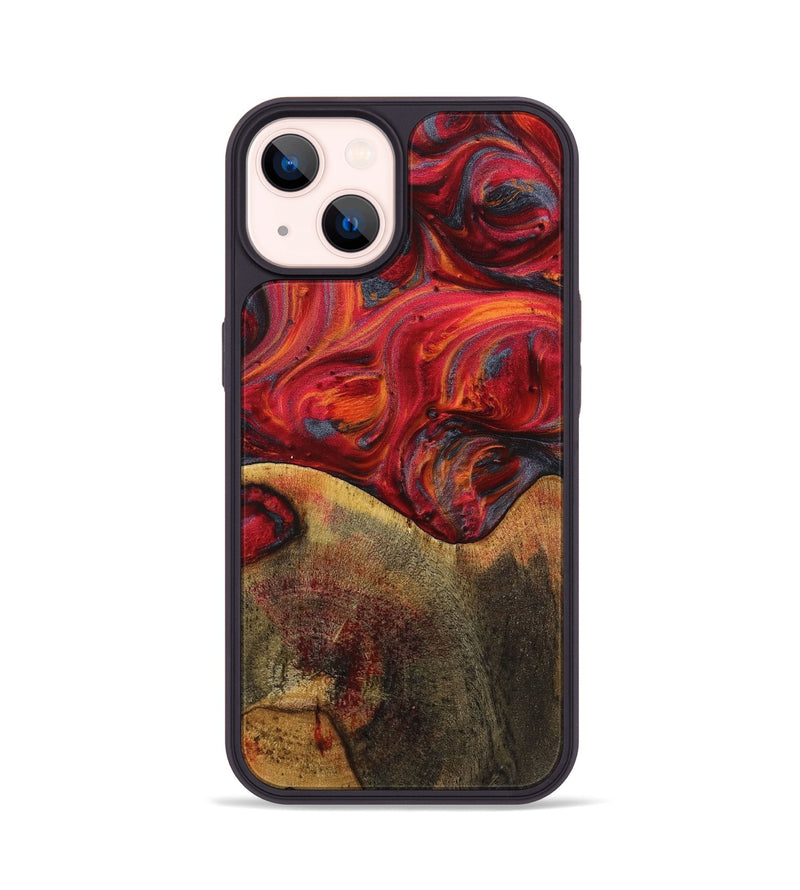 iPhone 14 Wood+Resin Phone Case - Arabella (Red, 719568)